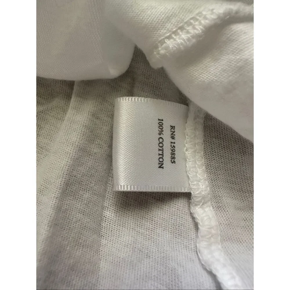bobi Button Front Shirred Placket Tee in White Size XL